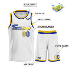 Custom White Royal-Black Heal Sports Uniform Classic Sets Basketball Jersey