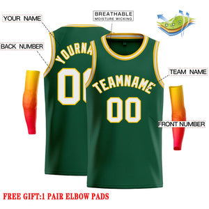Custom Green White-Yellow Classic Tops Casual Basketball Jersey