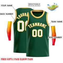 Custom Green White-Yellow Classic Tops Casual Basketball Jersey