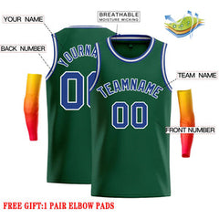 Custom Green Royal-White Classic Tops Casual Basketball Jersey