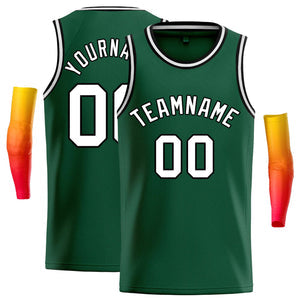 Custom Green White-Black Classic Tops Casual Basketball Jersey