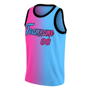 Custom Pink Black-Light Blue Gradient Fashion Tops Basketball Jersey