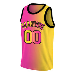 Custom Pink Yellow-Black Gradient Fashion Tops Basketball Jersey