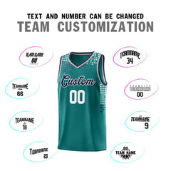 Custom Aqua Square Grid Graffiti Pattern Sports Uniform Basketball Jersey