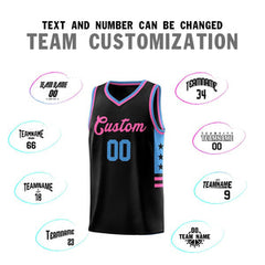 Custom Black Powder Blue-Pink Personalized Star Pattern Sports Uniform Basketball Jersey