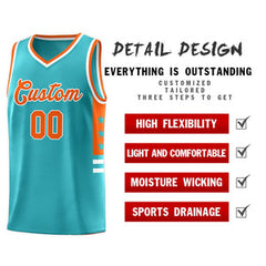 Custom Aqua Orange-White Personalized Star Pattern Sports Uniform Basketball Jersey