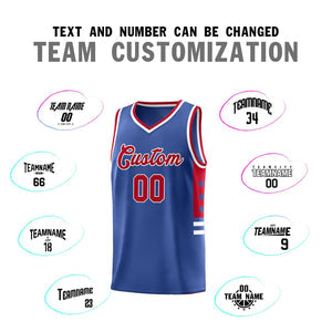 Custom Royal Red-White Personalized Star Pattern Sports Uniform Basketball Jersey