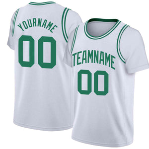 Custom White Green Classic Tops Casual Fake Sleeve Basketball Jersey