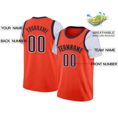 Custom Orange Navy Classic Tops Casual Fake Sleeve Basketball Jersey