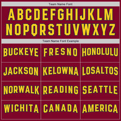 Custom Maroon Yellow-Navy Classic Tops Casual Fake Sleeve Basketball Jersey