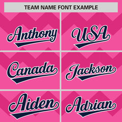 Custom Pink Navy-White Personalized Ripple Design Authentic Baseball Jersey