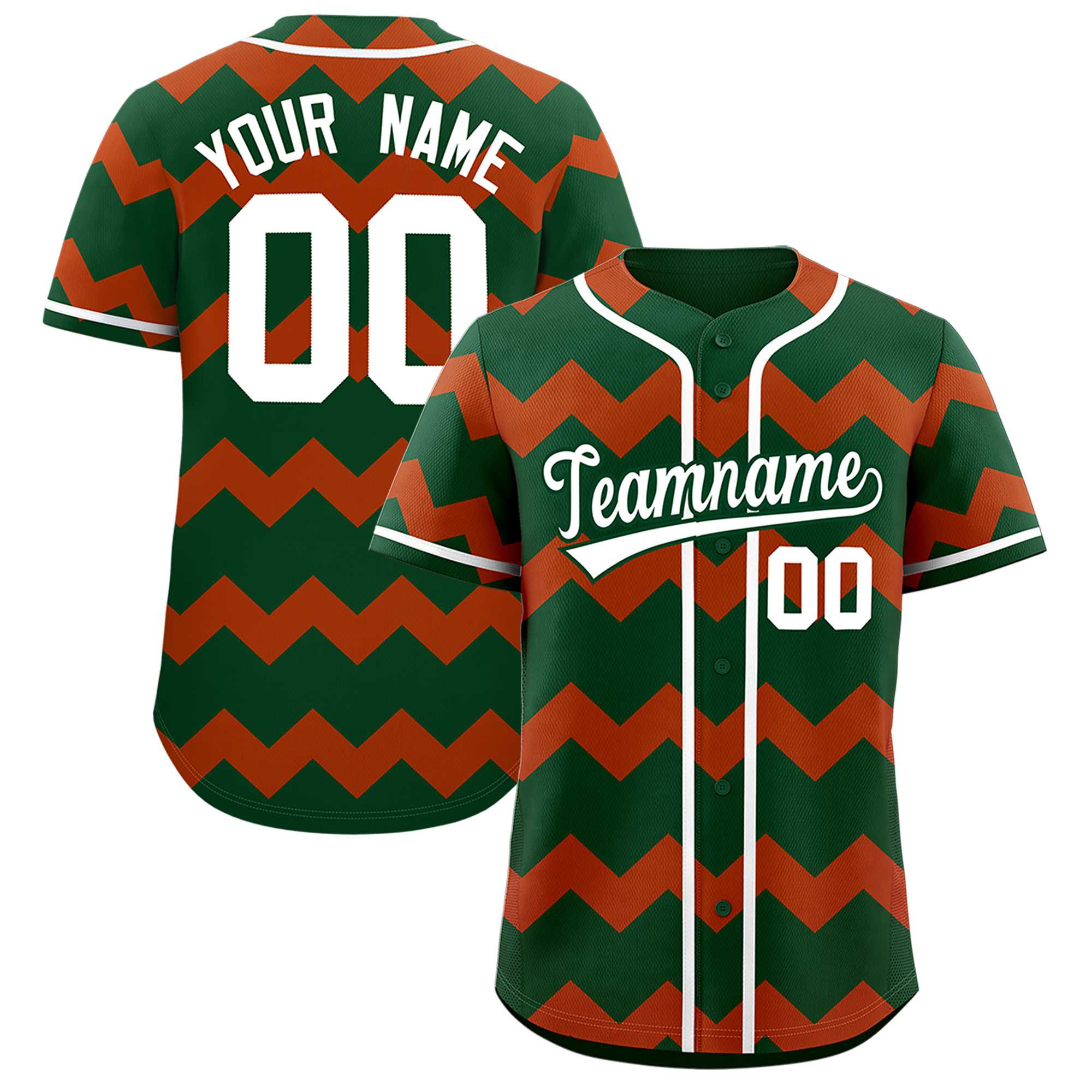 Custom Green Texas Orange-White Personalized Ripple Design Authentic Baseball Jersey