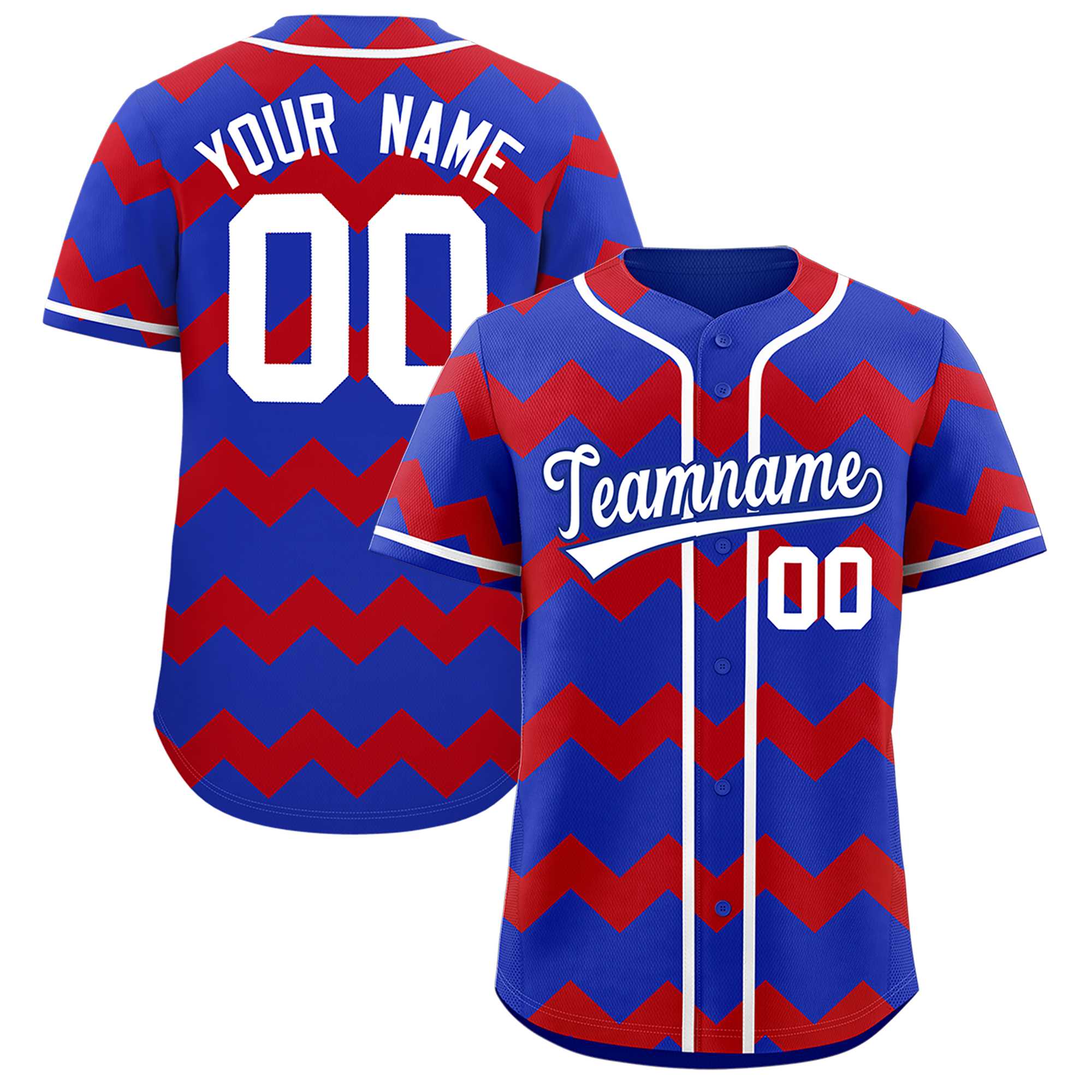 Custom Royal Red-White Personalized Ripple Design Authentic Baseball Jersey