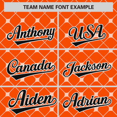 Custom Orange Black-White Personalized Plaid Design Authentic Baseball Jersey