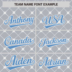 Custom Light Gray Lt Blue-White Personalized Plaid Design Authentic Baseball Jersey