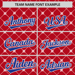 Custom Red Royal-White Personalized Plaid Design Authentic Baseball Jersey