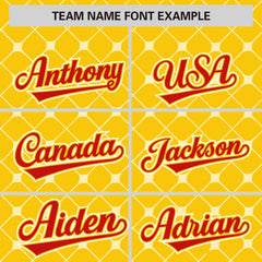 Custom Gold Red-White Personalized Plaid Design Authentic Baseball Jersey