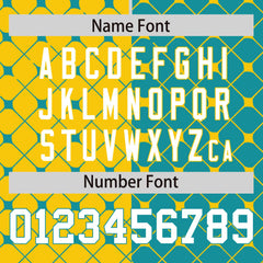 Custom Gold Aqua Split Fashion Plaid Design Authentic Baseball Jersey