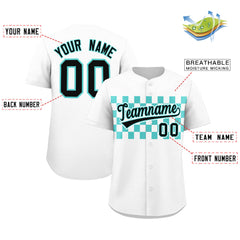 Custom White Bright Green Personalized Plaid Fashion Design Authentic Baseball Jersey