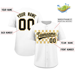 Custom White Khaki Personalized Plaid Fashion Design Authentic Baseball Jersey