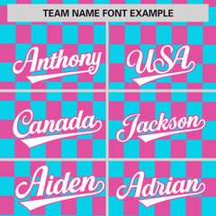 Custom Sky Blue Pink Personalized Plaid Fashion Design Authentic Baseball Jersey