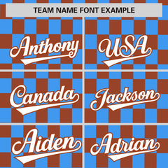 Custom Powder Blue Brown Personalized Plaid Fashion Design Authentic Baseball Jersey