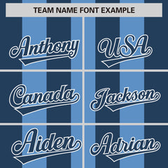 Custom Light Blue Midnight Blue Thick Stripe Fashion Authentic Baseball jersey