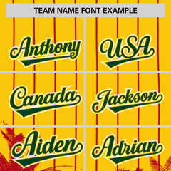 Custom Gold Red Pinstripe Coconut Tree Pattern Authentic Baseball Jersey
