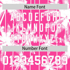 Custom Pink White Pinstripe Coconut Tree Pattern Authentic Baseball Jersey