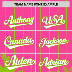 Custom Pink Neon Green Pinstripe Coconut Tree Pattern Authentic Baseball Jersey