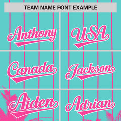 Custom Bright Green Pink Pinstripe Coconut Tree Pattern Authentic Baseball Jersey