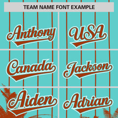 Custom Bright Green Texas Orange Pinstripe Coconut Tree Pattern Authentic Baseball Jersey