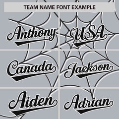 Custom Gray Black Spider Web Pattern Raglan Sleeves Authentic Baseball Jersey