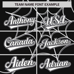 Custom Black Gray Spider Web Pattern Raglan Sleeves Authentic Baseball Jersey