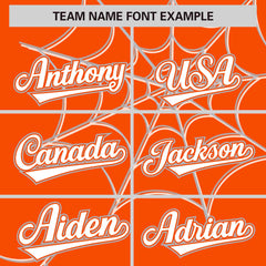 Custom Orange Gray Spider Web Pattern Raglan Sleeves Authentic Baseball Jersey