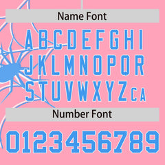 Custom Light Pink Powder Blue Spider Web Pattern Raglan Sleeves Authentic Baseball Jersey