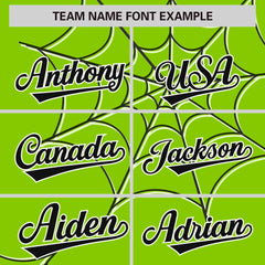 Custom Neon Green Black Spider Web Pattern Raglan Sleeves Authentic Baseball Jersey