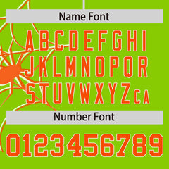 Custom Neon Green Orange Spider Web Pattern Raglan Sleeves Authentic Baseball Jersey