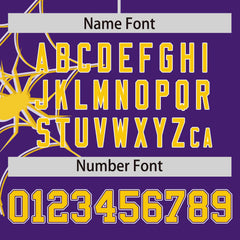 Custom Purple Gold Spider Web Pattern Raglan Sleeves Authentic Baseball Jersey