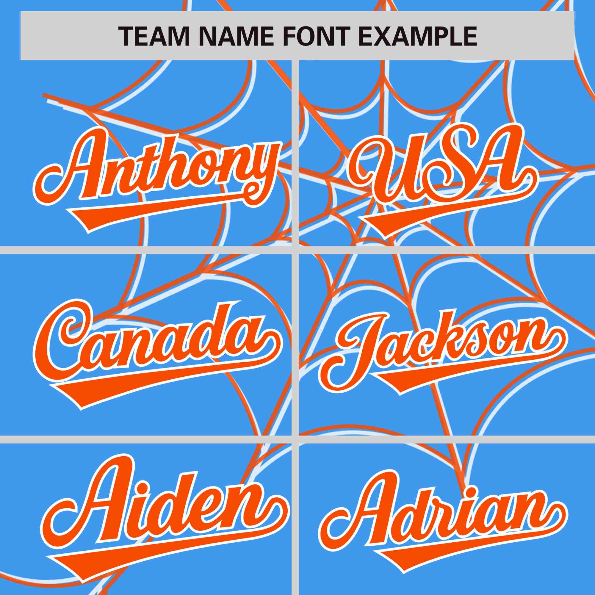 Custom Powder Blue Orange Spider Web Pattern Raglan Sleeves Authentic Baseball Jersey