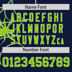 Custom Navy Neon Green Spider Web Pattern Raglan Sleeves Authentic Baseball Jersey