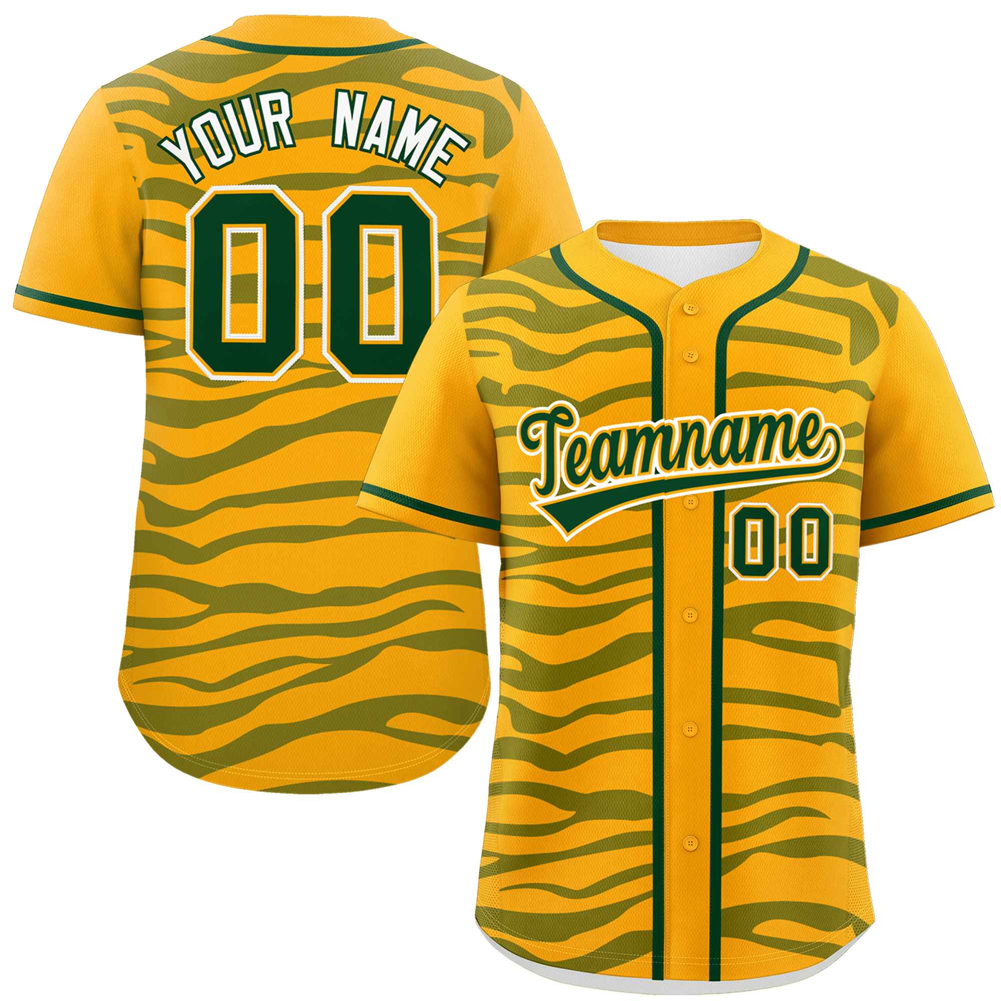 Custom Yellow Green Zebra Stripes Graffiti Pattern Authentic Baseball Jersey