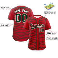 Custom Red Green Zebra Stripes Graffiti Pattern Authentic Baseball Jersey