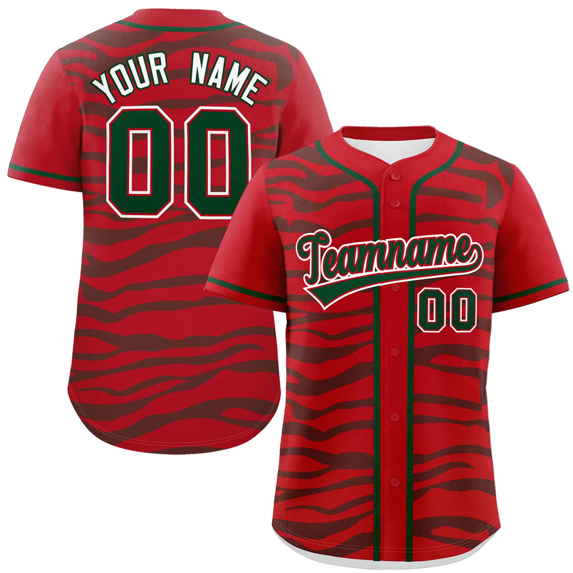 Custom Red Green Zebra Stripes Graffiti Pattern Authentic Baseball Jersey