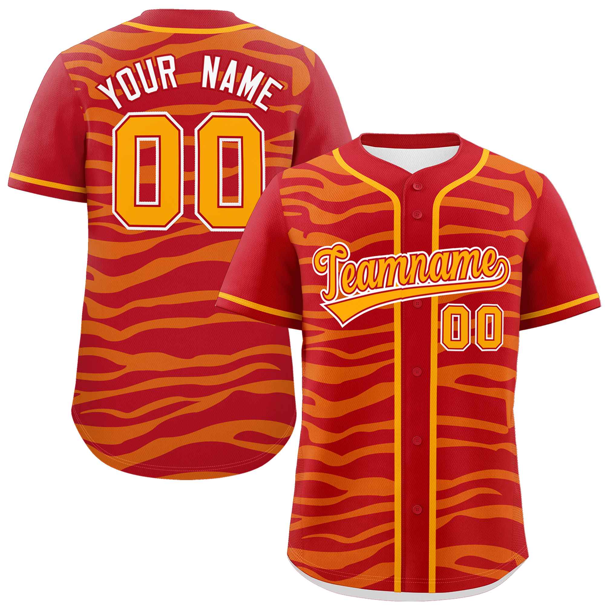 Custom Red Yellow Zebra Stripes Graffiti Pattern Authentic Baseball Jersey