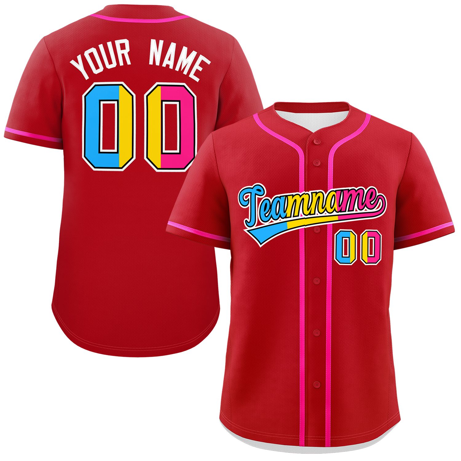 Custom Red Pansexuality For Pride Month Classic Style Authentic Baseball Jersey