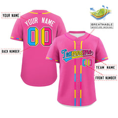 Custom Pink Pansexuality For Pride Month Classic Style Authentic Baseball Jersey
