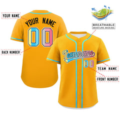 Custom Yellow Genderflux For Pride Month Classic Style Authentic Baseball Jersey