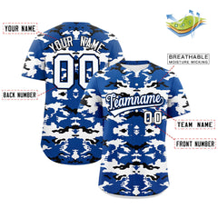 Custom Royal White-Black Personalized Camo Design Authentic Baseball Jersey