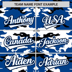 Custom Royal White-Black Personalized Camo Design Authentic Baseball Jersey